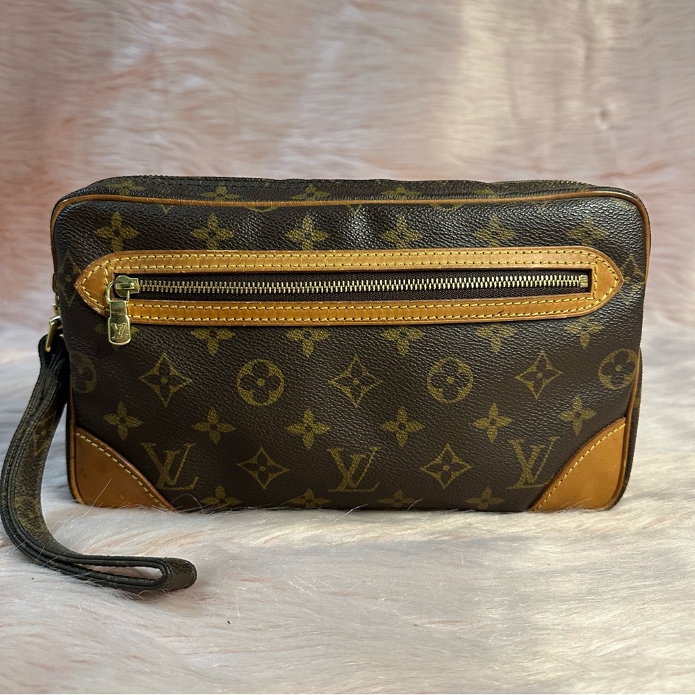 Louis Vuitton Brown Tan Monogram Wristlet